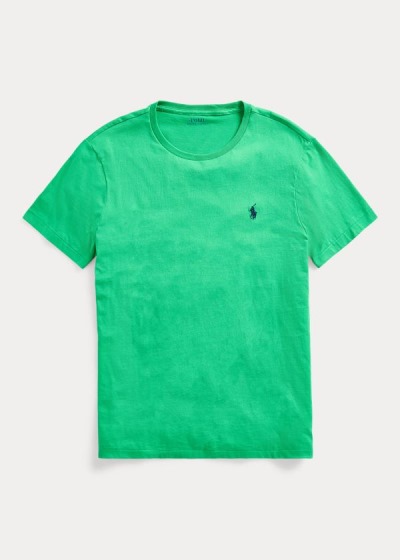 Playeras Polo Ralph Lauren Hombre Verdes - Cotton Jersey Crewneck - WOKHL0236